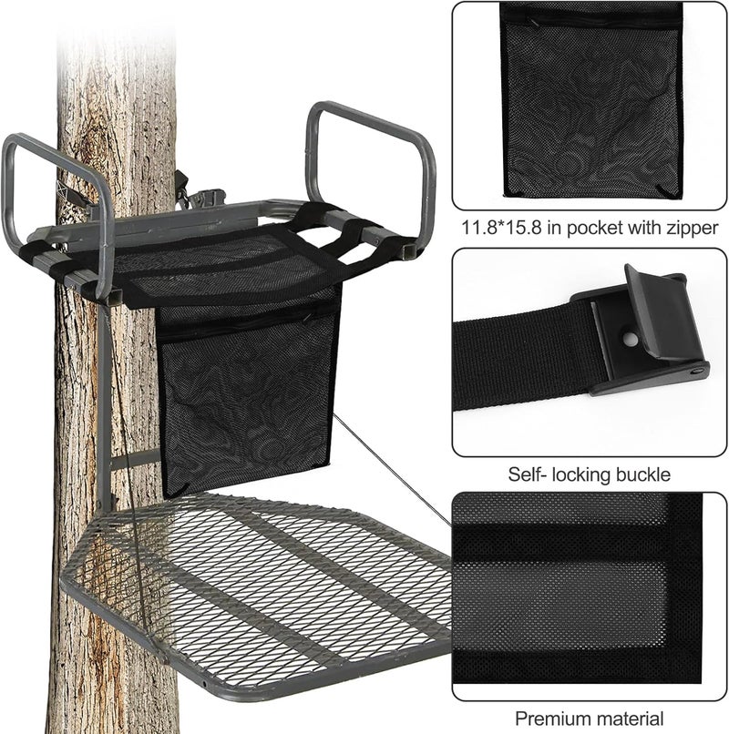 Mofuiry Universal Tree Stand Seat Replacement with Pocket, 16 X 12Inch Lightweight Replacement Treestand Seat with Adjustable Strap Hunting Accessories Fits All Ladder Stand, Works On Climbing Treestands - Image 4
